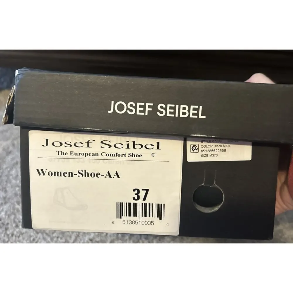 Josef Seibel 07709133100 Black Leather Caren 09 Zip Bootie Size EU 37 US 6.5 Wom